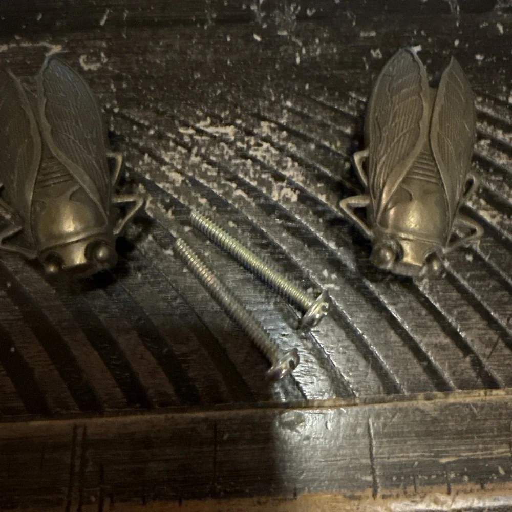 2 VTG Brass Cicada Shaped Drawer Pull Knob – 2.5